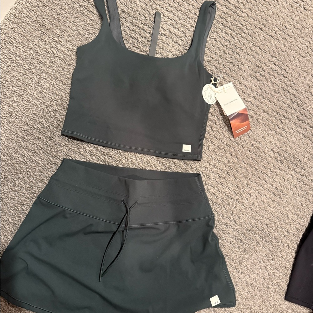 Black Athletic Tank and Skirt Set